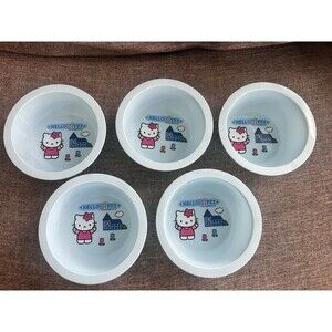2005 Hello Kitty Bowls Set of 5 Light Blue